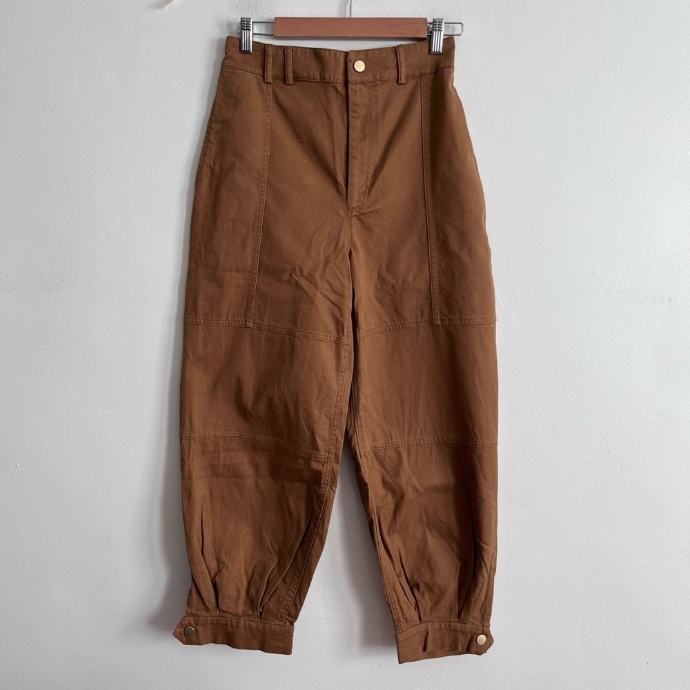 ZARA SNAP BUTTON CUFFED PANTS-TAUPE BROWN-7149/240 - Picture 4 of 10